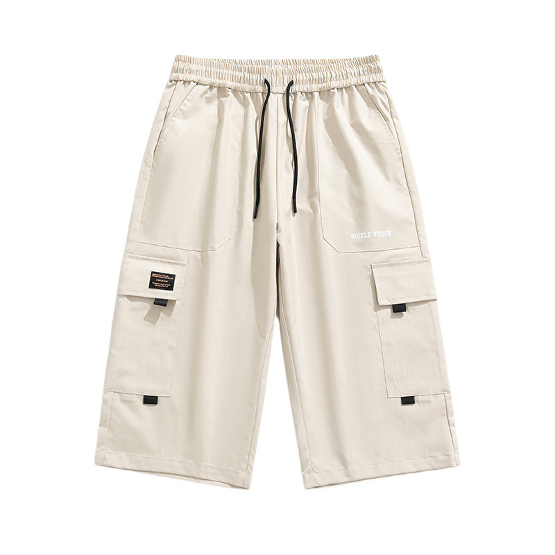 Pantalones de herramienta para hombres de verano delgados pantalones deportivos de moda pantalones cortos casuales sueltos pantalones rectos de calle alta