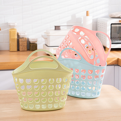 Home portable basket bathing vegetable and fruit storage basket desktop soft plastic hollow wash storage basket thickened