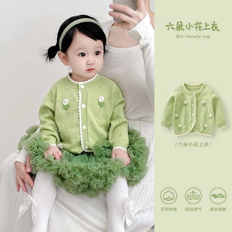婴儿秋装套装2025新款女宝宝毛衣卫裤分体两件套女童早秋外套衣服|undefined