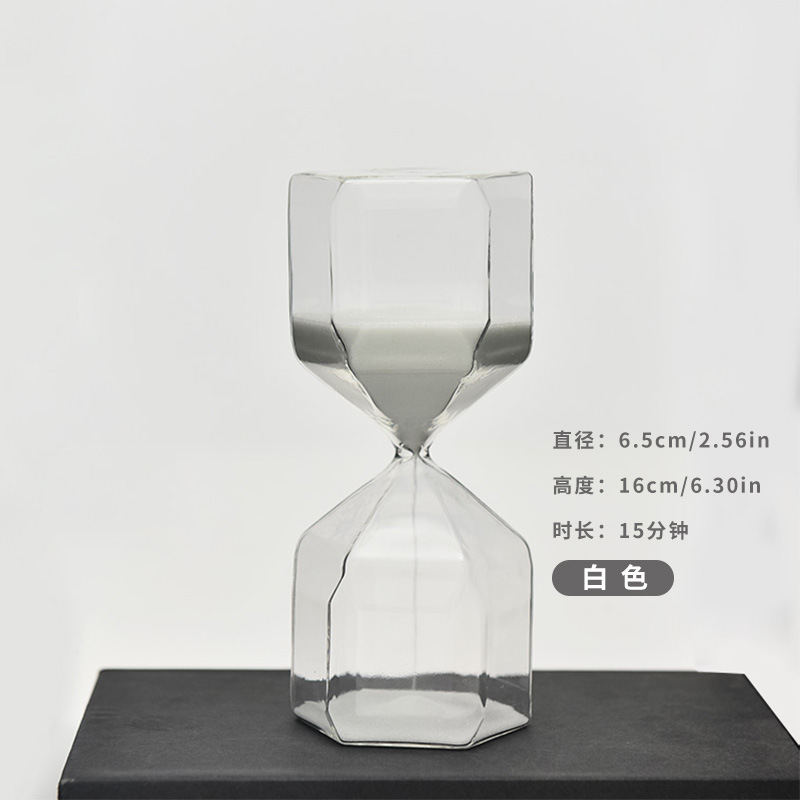 Temporizador de reloj de arena hexagonal creativo estilo moderno decoración de moda 15 minutos reloj de arena de vidrio fábrica directa image 8