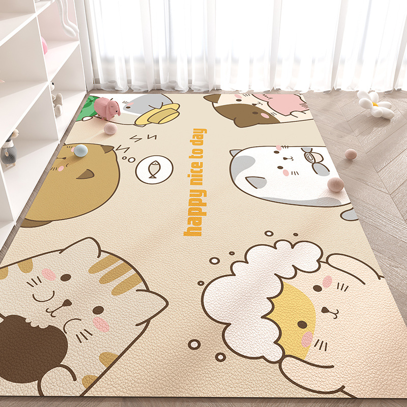 漫画かわいいゲームパッド家庭用拭き取りフリーレザーカーペット裁断可能防水防油リビングカーペット