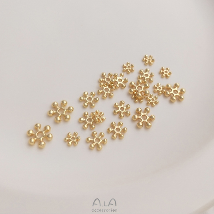 American 14K gold color retaining snowflake exquisite bead spacer handmade diy beaded bracelet necklace accessories