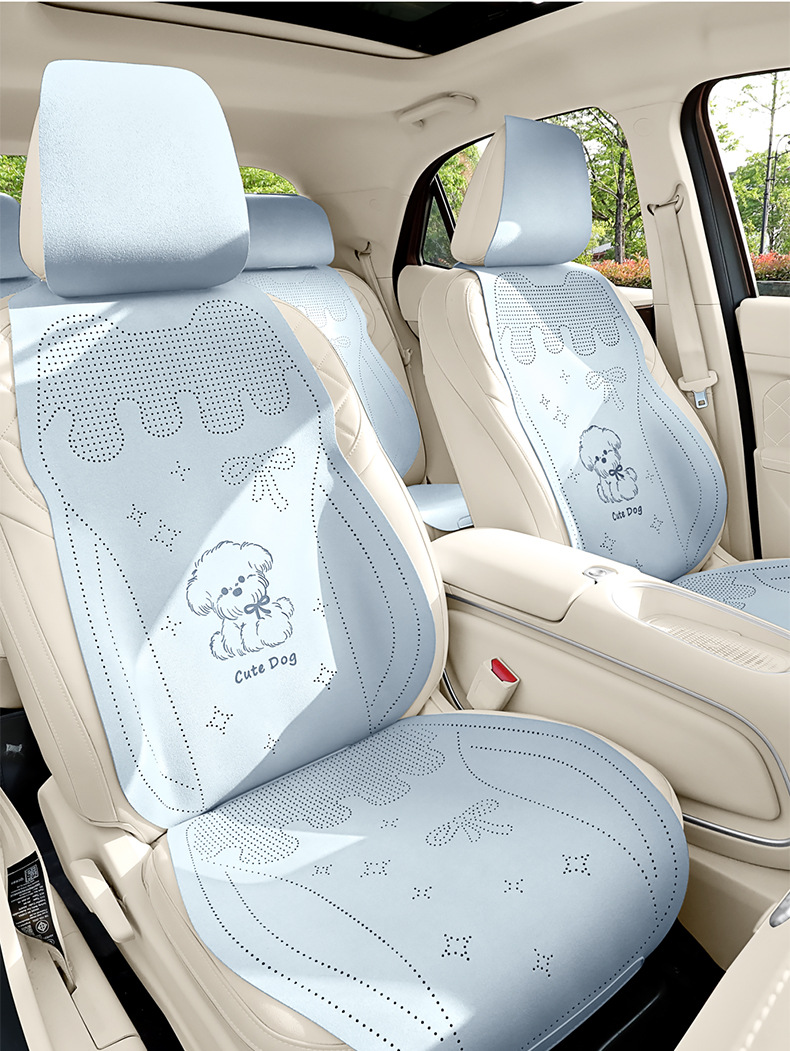Car Seat Cushion Cartoon Suede Half-Cover Seat Cover New Style Cute Breathable Car Seat Cushion for Women