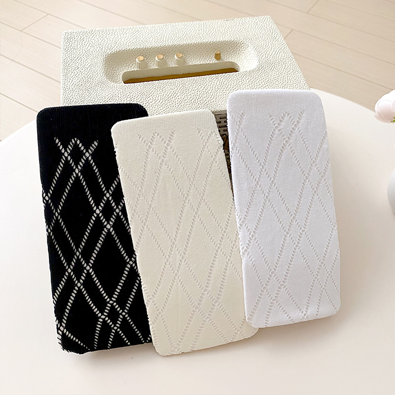 Medias de tela escocesa en forma de diamante blanco pantimedias de seda negra delgada para mujer Lolita pure deseo estilo pantyhose pierna-formando bottoming fishnet calcetines