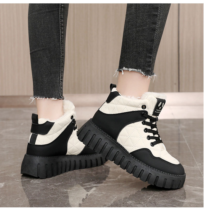 KT2512-2 new 2024 winter thick soled women's shoes with color matching and plush insulation cotton shoes, high top_voghion.com
