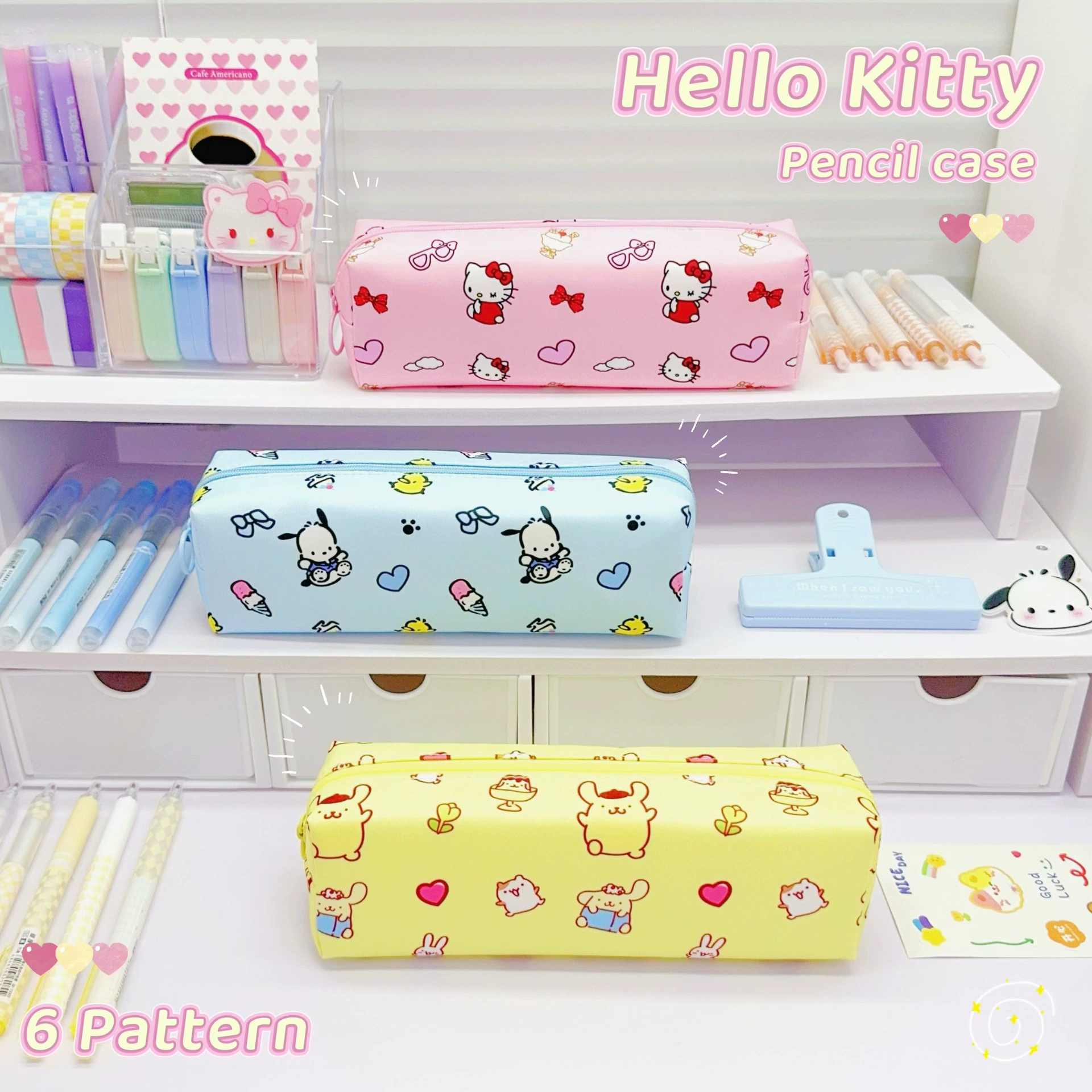 Sanrio, мультяшный качественный вместительный милый пенал для учеников начальной школы