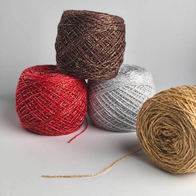 Gold and Silver Thread Hollow Yarn Crochet Thread Glitter Handmade DIY Wiring Bright Silk Thread Bag Doll Thread Lace Cross-Border