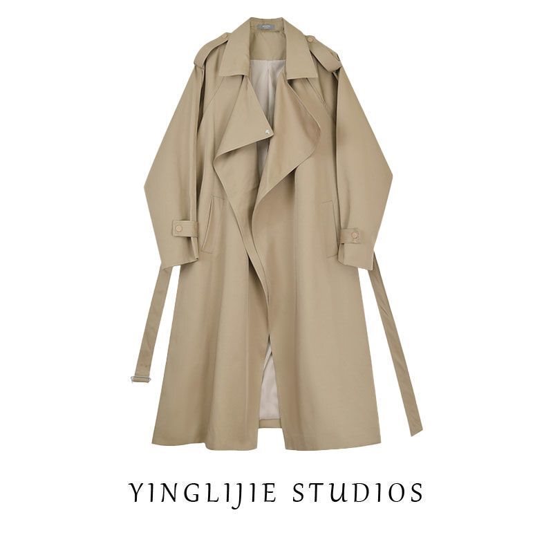 British Mid-Length Windbreaker for Women 2025 New Spring and Autum Slim Waist Slimming Look Cotton Thickeneded Outwear Jacket