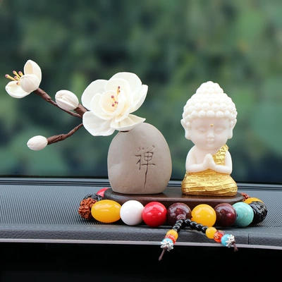 Other Automotive Interior Supplies, Car Console Decoration New Lotus - golden-buddha-magnolia-base-gear-beads