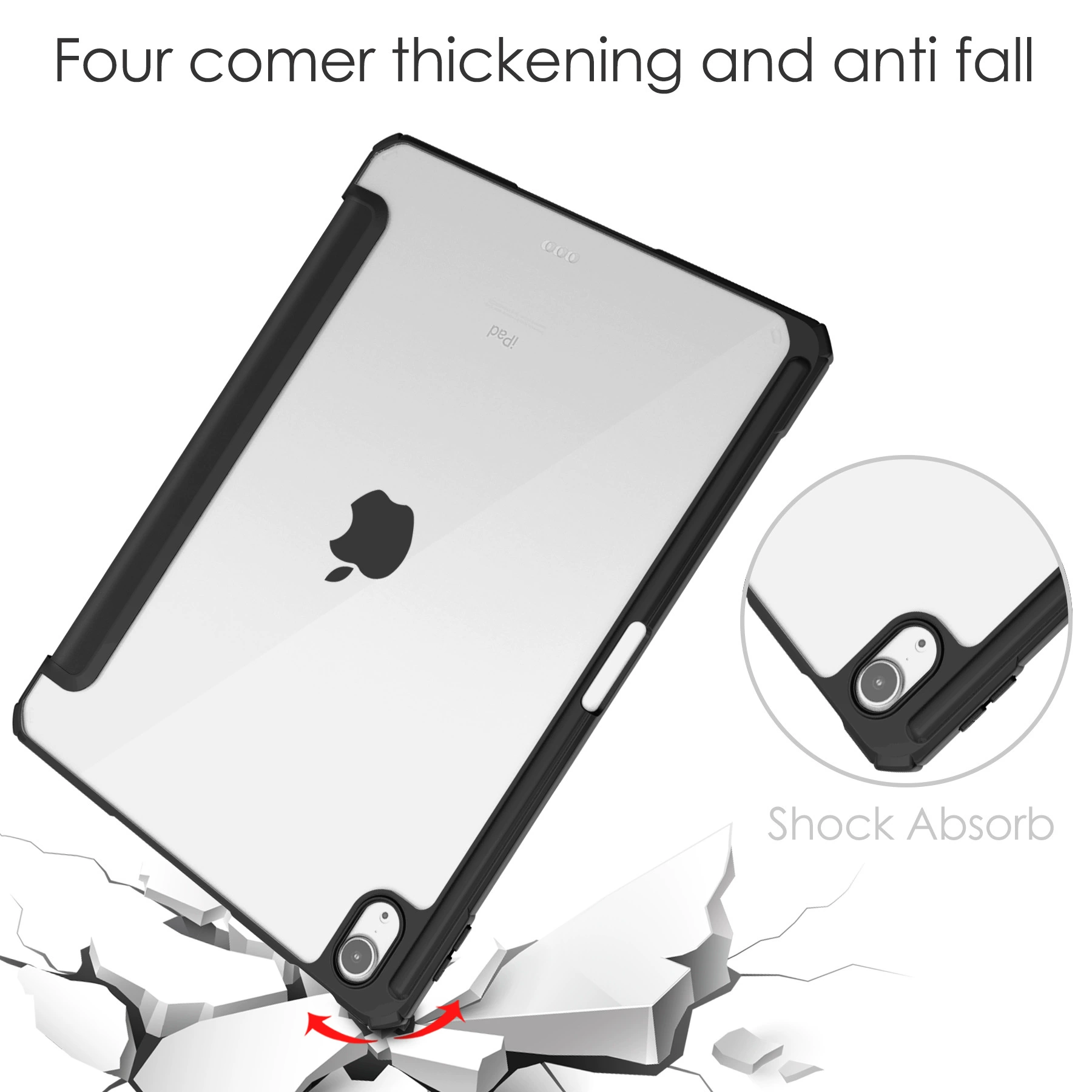 Защитный чехол из акрила для нового iPad PRO11 2024, прозрачный, верхний шпор, тройная складка, кожаный рукав