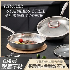 コーティングされていない 316 ステンレス鋼のフライパン家庭用ノンスティックフライパン食品グレードの厚みのある電磁調理器特別なステーキフライパン