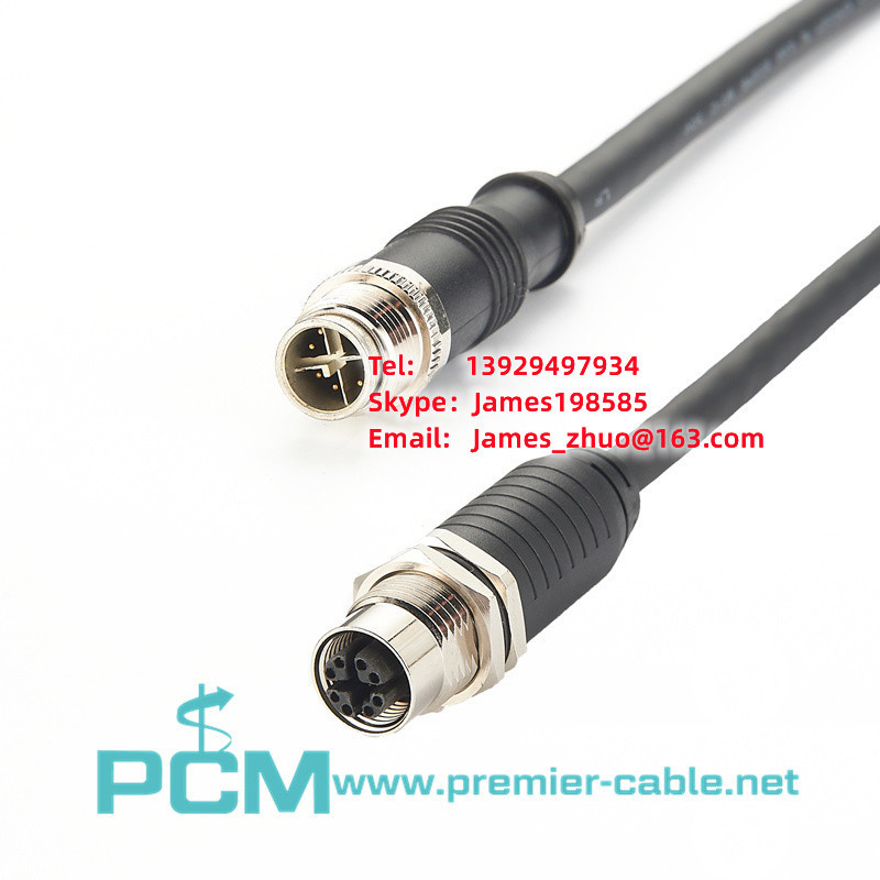 M12 8 positioning IP67 X-coded Ethernet panel installation cable M12 pre-cast cable connector