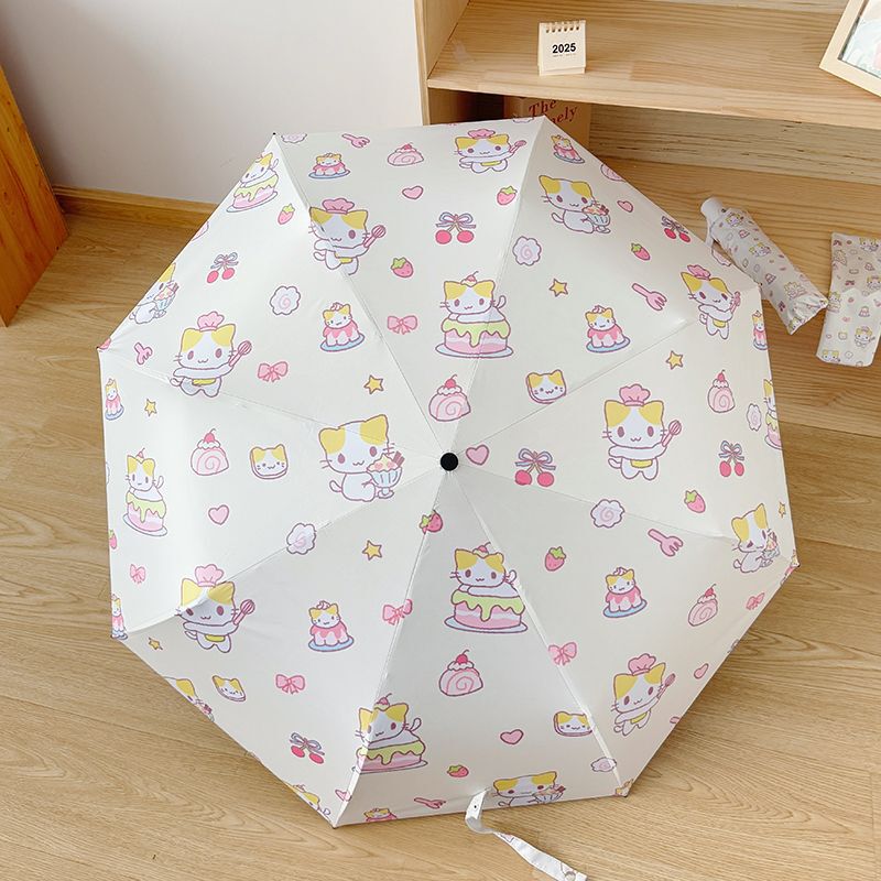 Cute Cat Umbrella, Compact, Portable, Foldableable, Sunny or Rainy Umbrella, Sun Protection and Uv Protection, Special Umbrella for Students Going to School