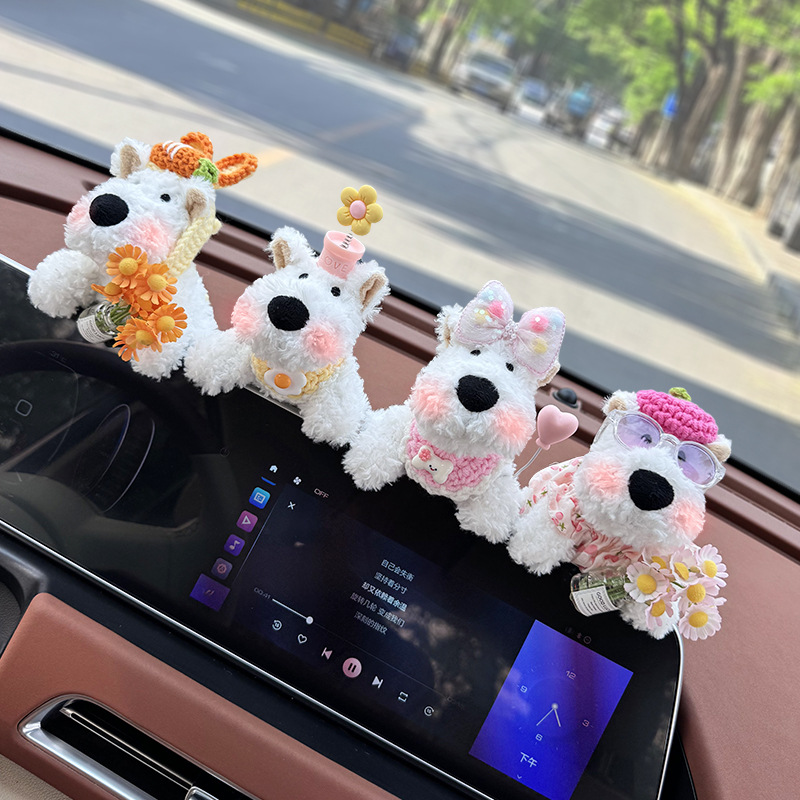 Pantalla de control central de automóviles adorable muñeca West Highlands decoración de automóviles accesorios de automóviles de damas interesantes