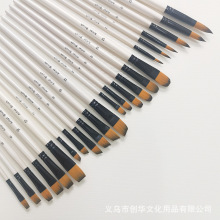 跨境6支珍珠白杆尼龙毛油画笔套装水彩水粉笔6支装儿童diy绘画笔