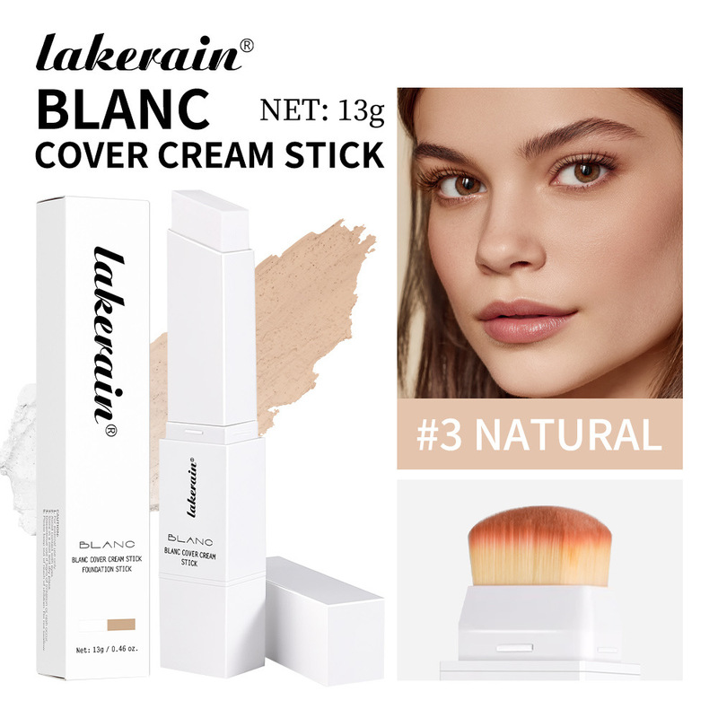 跨境lakerain二合一变色粉底棒blanc cover cream stick水润轻薄|undefined