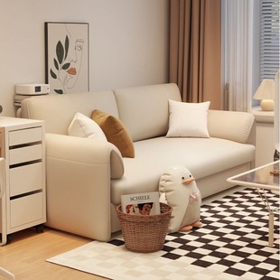 Sofa Bed Small Apartment Living Room Foldable Dual-Purpose Elephant Ear Sofa New Retractable Multi-Functional Cream