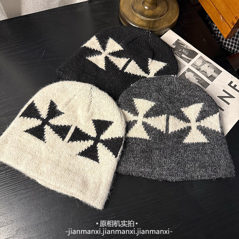 日系涩谷街头辣妹星星针织堆堆帽子女秋冬甜酷网红百搭套头毛线帽|undefined