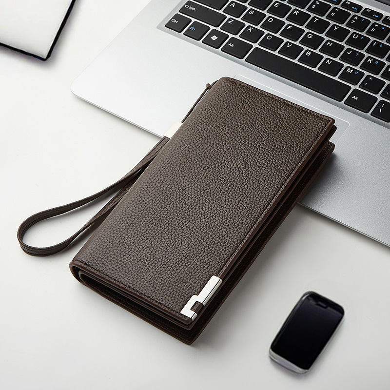 Cross-Border Men's Long Wallet Multifunctional Zipper Clutch Bag European and American Men's Handbag Manufacturer In-Stock Autumn New Arrival
