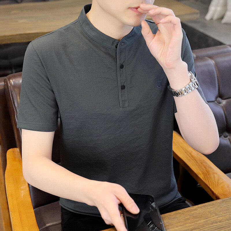 【綿麻】ユニークな夏の定番半袖Tシャツ、メンズトレンドの国民風Tシャツ|undefined