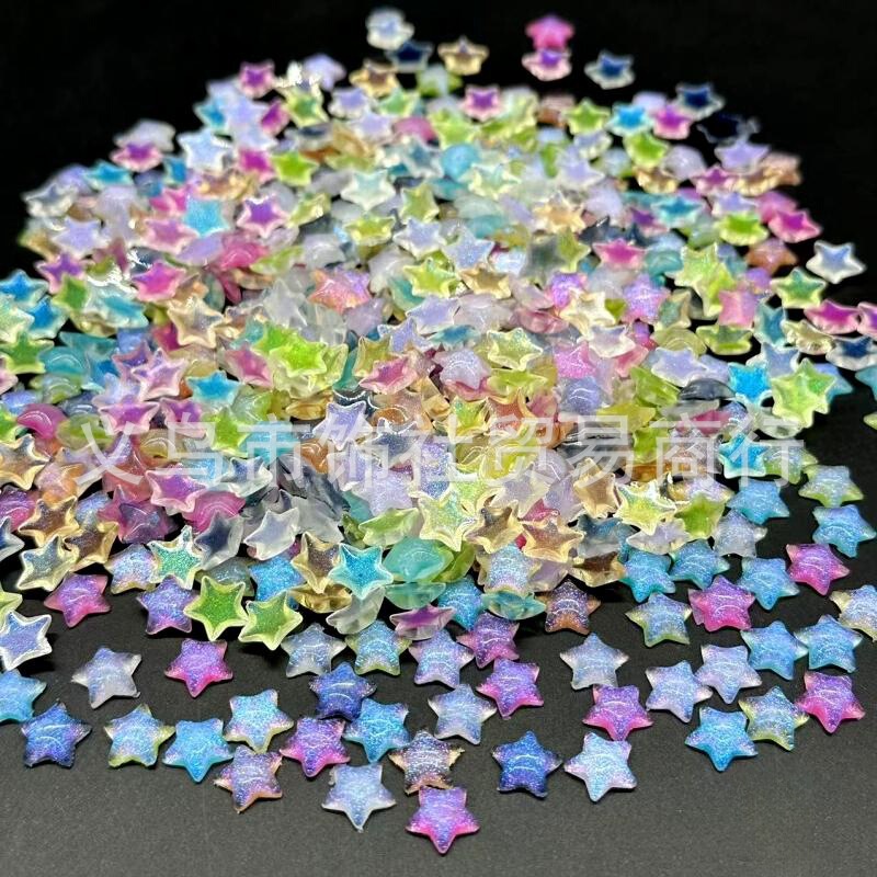 Luminous mermaid thin flashing five-pointed star nail resin small accessories cream glue small accessories hair clip diy accessories Luminous mermaid thin flashing five-pointed star nail resin small accessories cream glue small accessories hair clip diy accessories