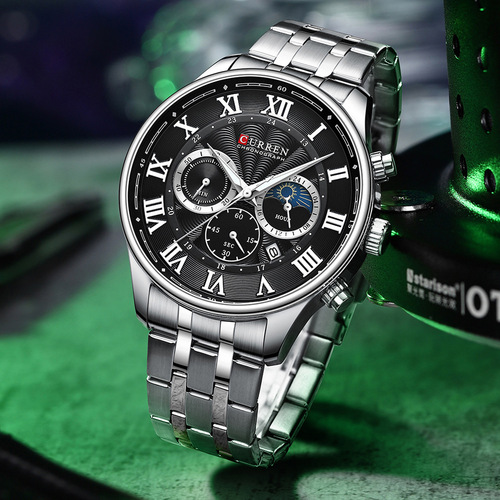 Curren/Carren 8427 Men's Business Steel Band Watch Quartz Calendar Six-hand J Chronograph Indicator Men's Watch