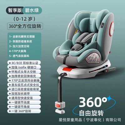 infants and babies, 360-degree rotating, Car child safety seat - smart-edition-in-aqua-green-anti-tip-support-legs-360-rotation-170-reclining-angle-enlarged-and-widened-design-side-wing-protection