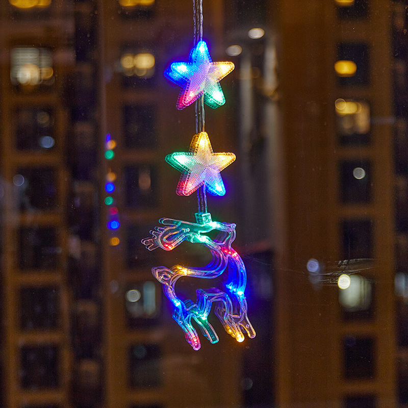 Nuevo estilo transfronterizo Navidad ambiente creativo LED ventosa decoración de la lámpara decoración del festival lámpara de estrella de cinco puntas colgante colgante image 22