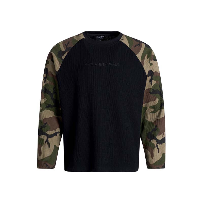 2026 Autumn New Collection: Retro Letter Print Camouflage Color-Block Long Sleeve T-Shirt for Men, Trendy Brand Top 2026 Autumn New Collection: Retro Letter Print Camouflage Color-Block Long Sleeve T-Shirt for Men, Trendy Brand Top