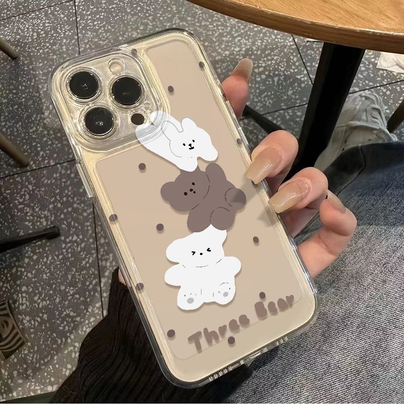 Polka Dot Handle Rabbit Bear Suitable for Apple 17Promax Mobile Phone Case 16 15 Space Case 13 12 Female 11
