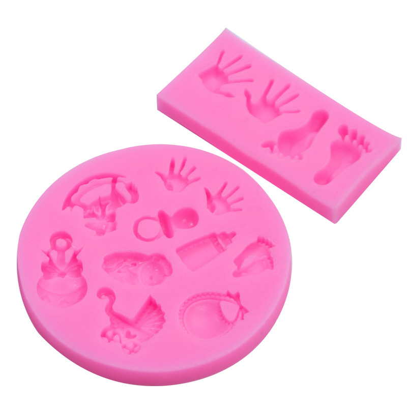 Bebé pequeña Palma pequeñas huellas troyano biberón pacificar boca pie molde de silicona chocolate fondant cake Decoración