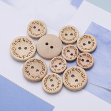 天然木质两眼纽扣碗形圆边激光雕刻木头扣原木色衬衫服饰手缝扣子