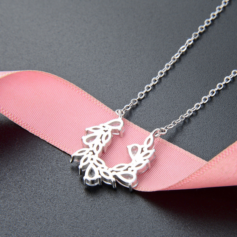 S925 plata esterlina hoja de olivo collar de las mujeres simple estilo coreano nicho diseño completo diamante circón colgante collar clavícula cadena