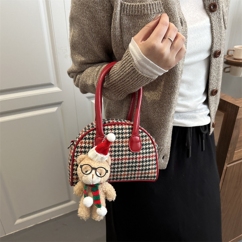Bolsas de conchas de aire a cuadrillas extranjeras para niños y niñas, bolsas de caricatura lindas de peluche para bebés, bolsas de mano de otoño y invierno nuevas bolsas para niños