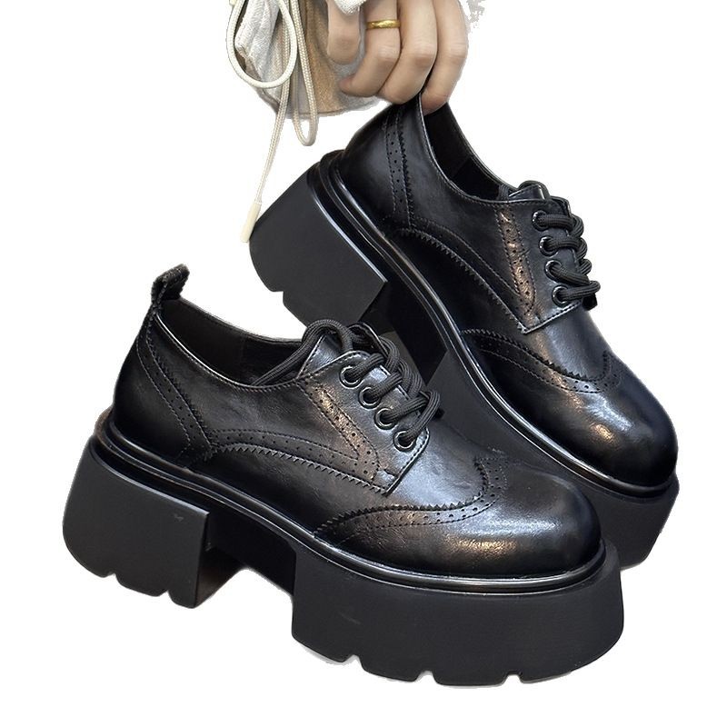 Europa estación zapatos Lefour zapatos de mujer 2025 primavera de cuero europeo con suela gruesa de talón grueso zapatos de cuero de estilo británico zapatos pequeños