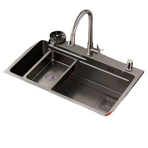 304不锈钢加厚纳米厨房水槽大单槽家用台下盆洗菜盆阶梯式洗碗池