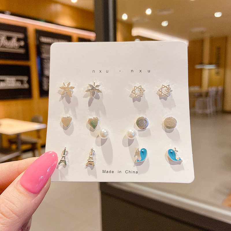 Pendientes de aleación moda coreana, estilo lujo ligero, ideales para puestos callejeros, mercado nocturno y ventas en vivo, al por mayor