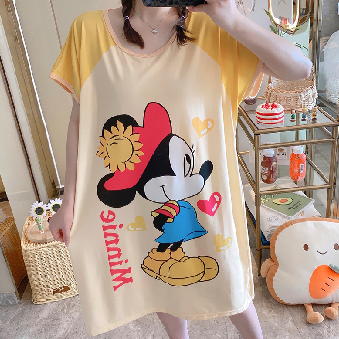 Ventas directas de la fábrica una variedad de pijamas camisón de las mujeres Vestido de manga corta suelta de dibujos animados de verano transfronterizo Comercio exterior al por mayor Sudeste de Asia