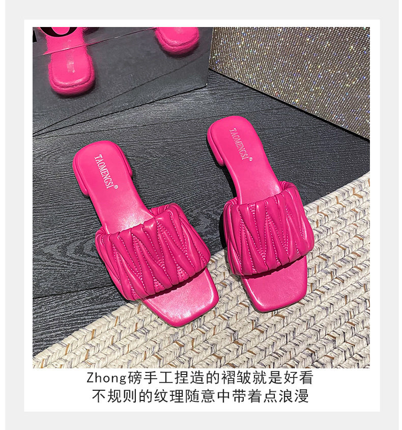 Dép lê nữ mùi vuông đế bằng chống trơn thoải mái đi ngoài trời — Màu Đen (không có chữ cái), Pink (không có chữ cái), Trắng sữa (không có chữ cái), Xanh sữa (không có chữ cái) chi tiết 16