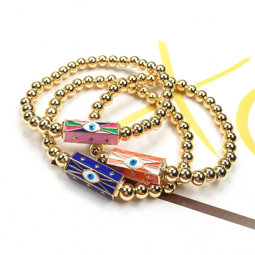 wholesale jewelry devilu0027s eye enamel beaded copper bracelet cnihaojewelry