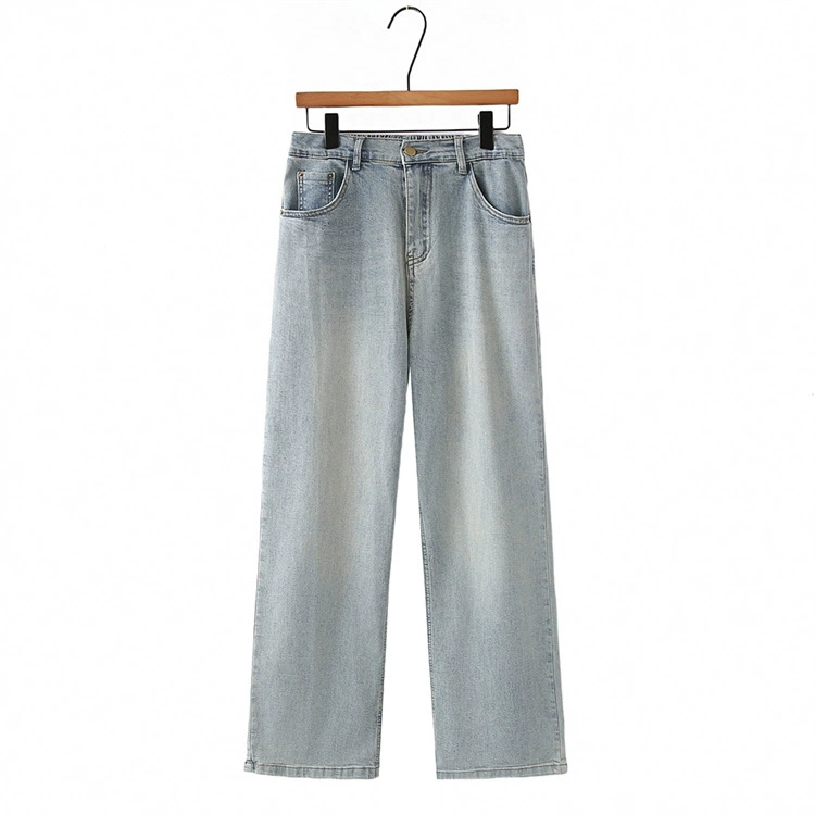 Chubby Girl весна все матч плюс размер джинсы Высокая талия похудения свободные стрейч прямые брюки 9601