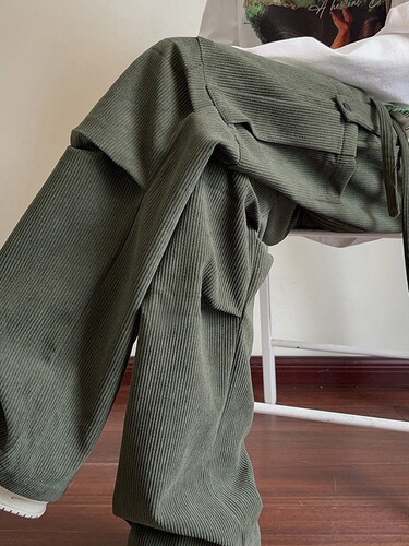 Men's winter and autumn corduroy work pants, loose straight-leg pants, fashionable plus-size wide-leg casual long pants