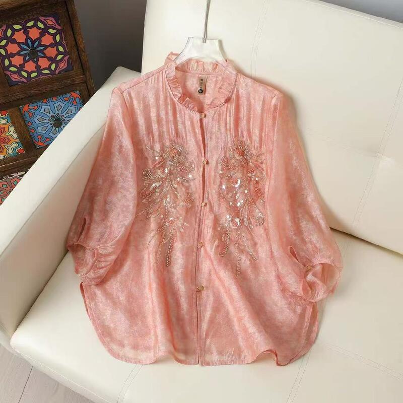 New Chinese-Style National Style Women's Clothing, Heavy Embroidery Shirt for Women, 2026 Summer New Vintage High-End Shirt Top New Chinese-Style National Style Women's Clothing, Heavy Embroidery Shirt for Women, 2026 Summer New Vintage High-End Shirt Top