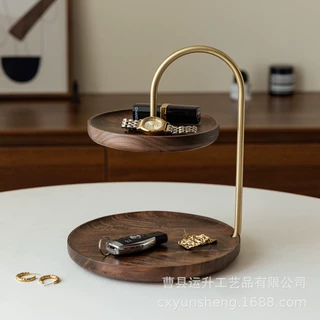 多层置物架收纳实木展示钥匙分层架门口鞋柜桌面化妆品香水置物架