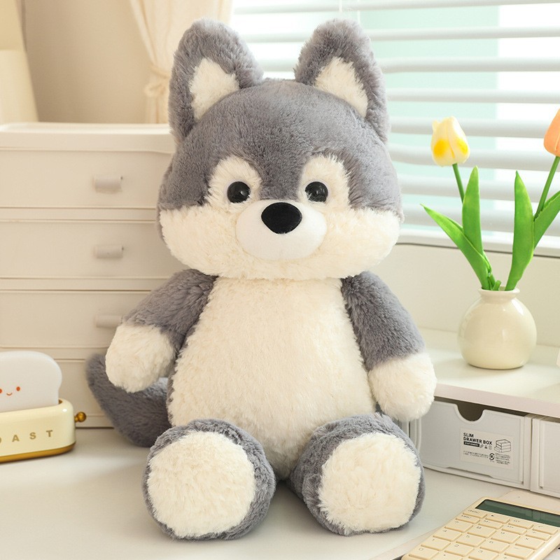 Running Fox Animal Lobo Muñeca Embrace Dormido Muñeca Simulación vestido Big Wolf juguetes de peluche muñecas de tela para niños