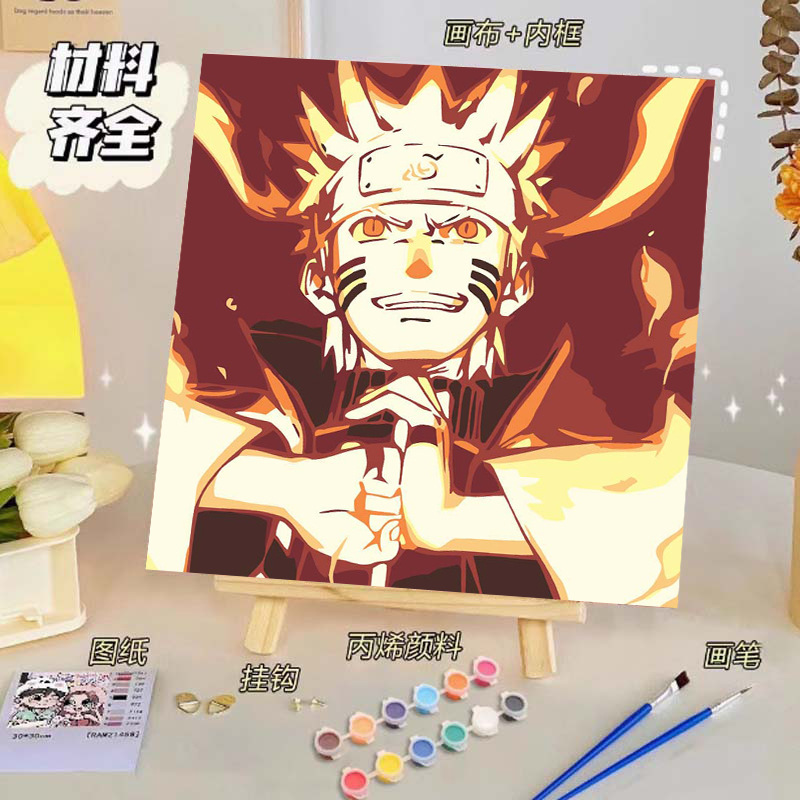 Pintura al óleo digital de bricolaje, dibujos animados para niños, pinturas para colorear hechas a mano, lindos puestos de animación curativos, comercio exterior transfronterizo