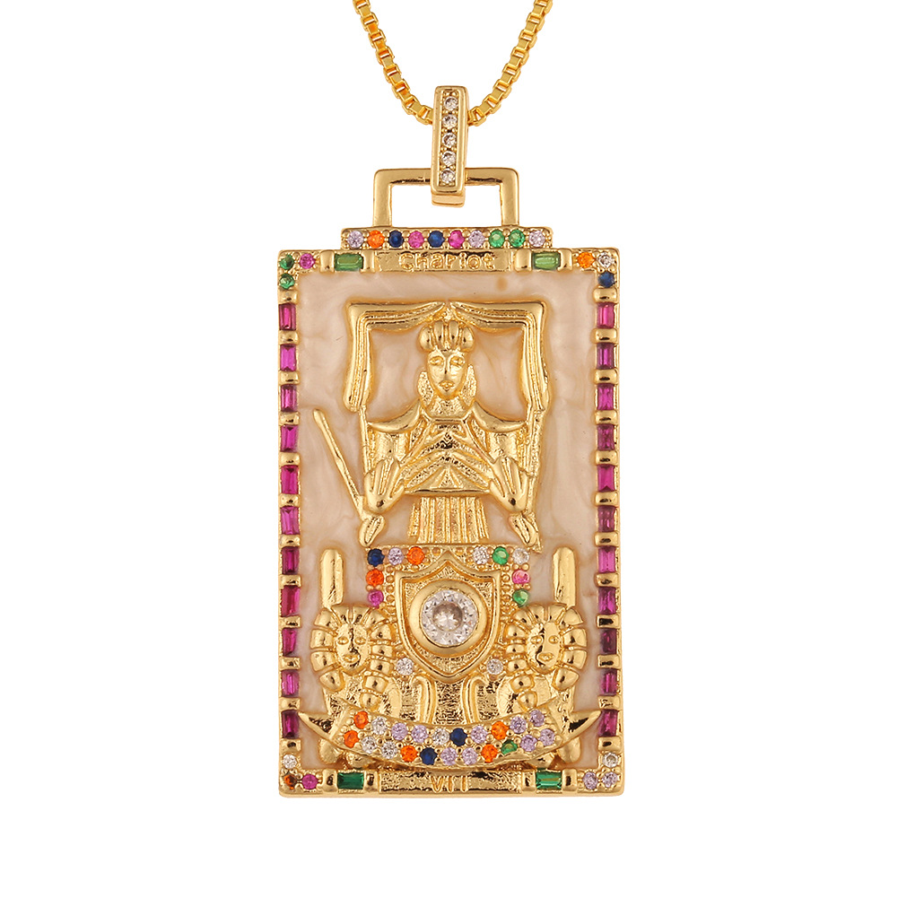 Fashion New Oil Drop Tarot Pendant Copper Zircon Necklace Wholesale Nihaojewelry display picture 29