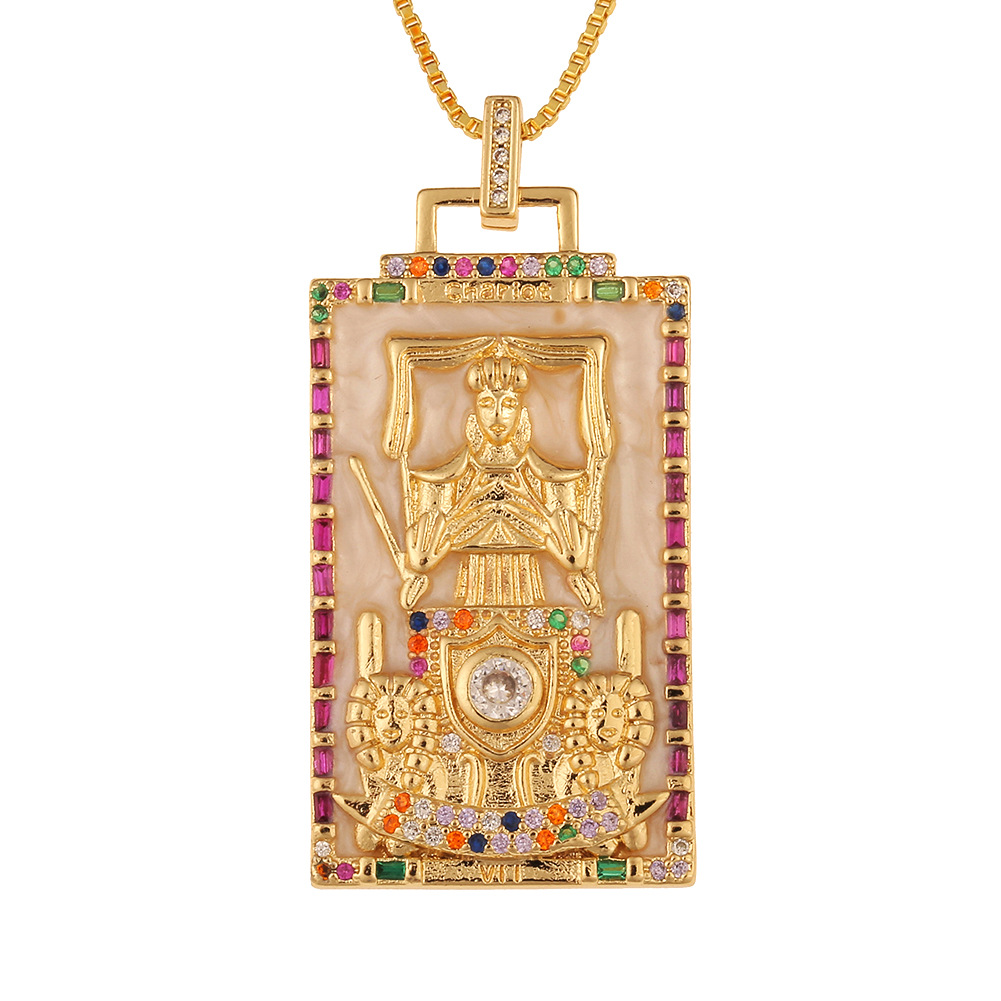 Mode Nouvelle Goutte D&#39;huile Pendentif Tarot Cuivre Zircon Collier En Gros Nihaojewelry display picture 29