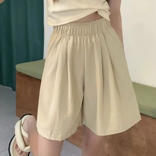 Yamamoto Milk Short Pants for Women 2025 Autumn New High-Waisted Slimming Wide-Leg Pants, Loose Straight-Fit Knee-Length Pants Suitable for Outerwear