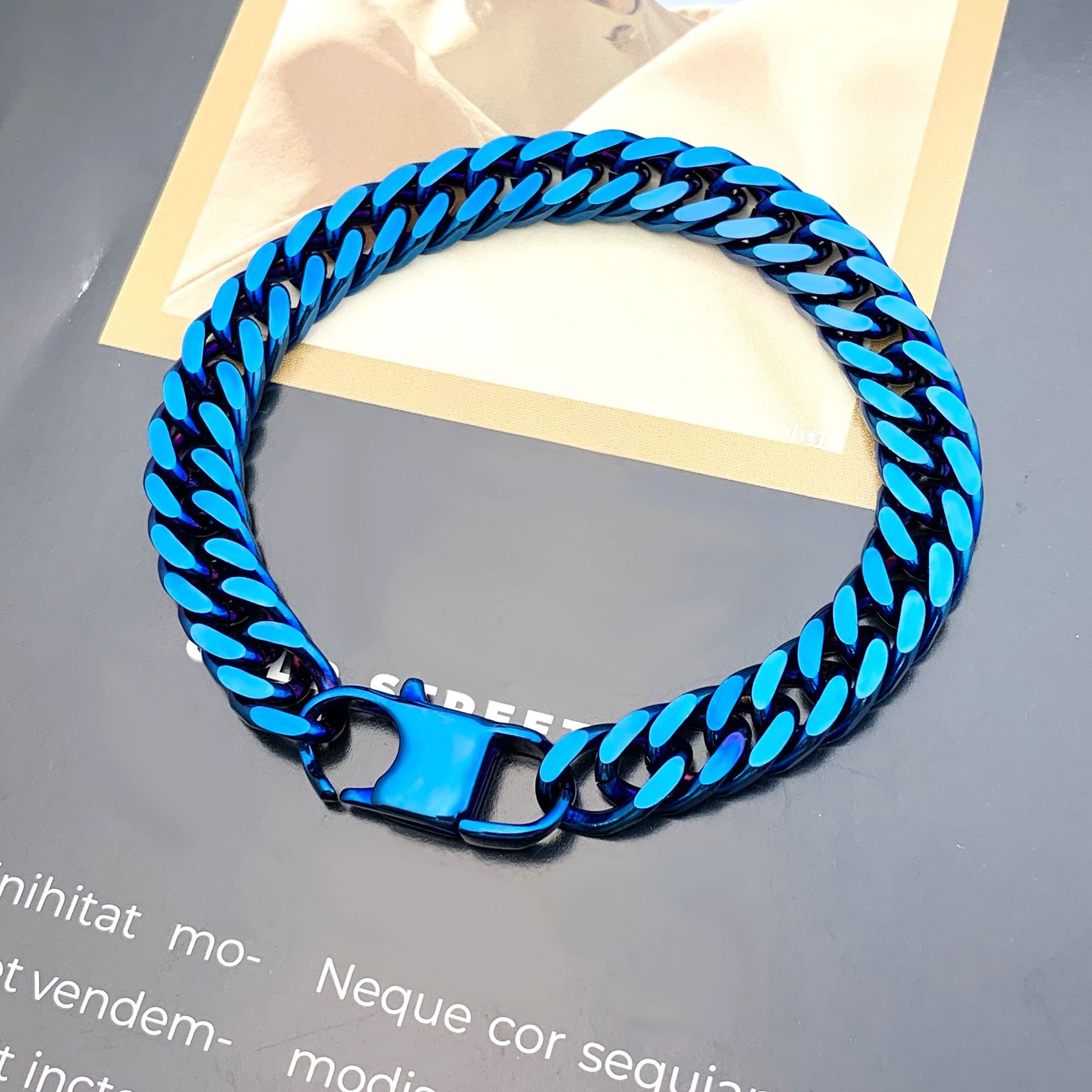 40g Weight Bracelets Classification Titanium Steel Chain Material Cuban Link Chain Curb Chain Chain Type 1 Piece Quantity Daily Occasion Titanium Steel Material Geometric Pattern All Seasons Season Men's Gender Hip-Hop Style Hip-Hop Geometric Titanium Steel Men's Bracelets Men's Chain Bracelets 16